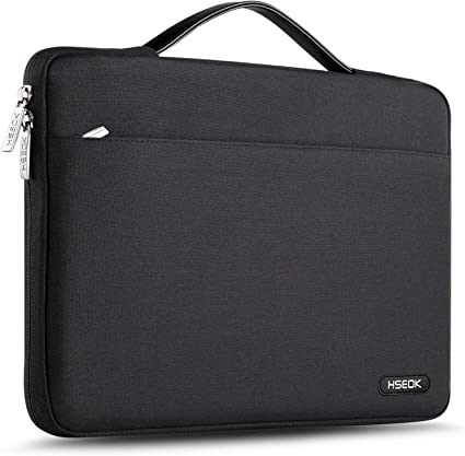 Hseok Laptop Sleeve 15 15.6 16 Inch Case Briefcase, Compatible MacBook Pro 16 15.4 inch, Surface Book 2/1 15 inch Spill-Resistant Handbag for Most Popular 15-16 inch Notebooks, Deep Black