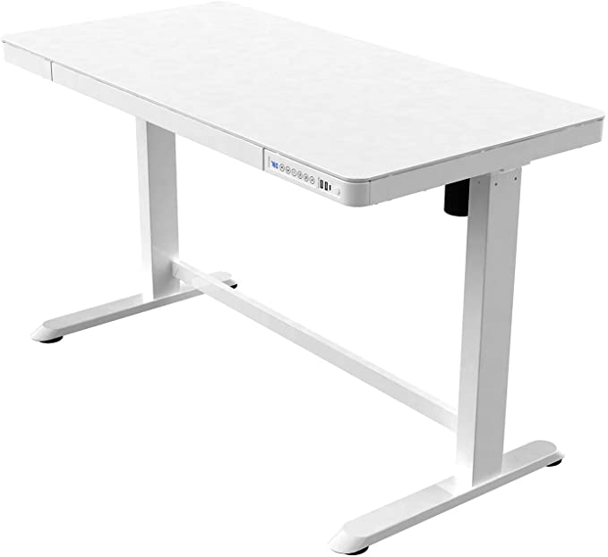 Allcam ED20 Electric Height Adjustable Standing Desk w/ 1200x600mm MFC Top, Drawer & Fast USB Chargers in White