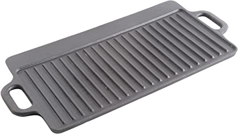 General Store 92141.01 Addlestone 17 x 9 Inch Rectangular Cast Iron Griddle/Grill, Black