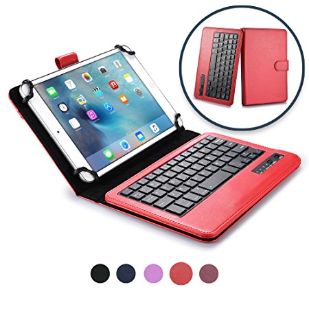 Apple iPad Mini 4 3 2 1 keyboard case, COOPER INFINITE EXECUTIVE 2-in-1 Wireless Bluetooth Keyboard Magnetic Leather Travel Cases Cover Holder Folio Portfolio   Stand (Rose Red)