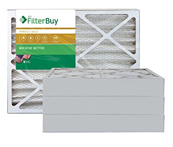 AFB Gold MERV 11 20x25x4 Pleated AC Furnace Air Filter. Pack of 4 Filters. 100% produced in the USA.