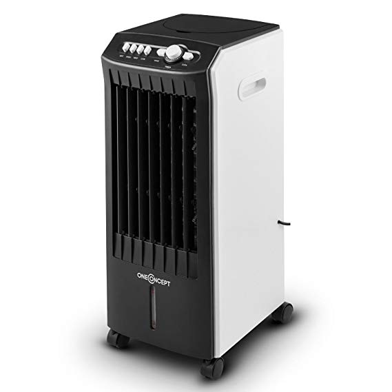 OneConcept MCH-1 Summer Edition • Portable cooler • Cooling fan • 3-IN-1: cool humidified air • 65W • 400m³ / h • 7L tank • Mobility with wheels and handles • 3 levels of intensity • Black/White