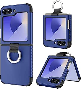 BENTOBEN for Samsung Galaxy Z Flip 6 5G Case with Ring, Heavy Duty 2 in 1 Full Body Rugged Galaxy Z Flip 6 Case Girls Women Boy Men Shockproof Protection Case for Galaxy Z Flip 6 6.7”,Dark Blue