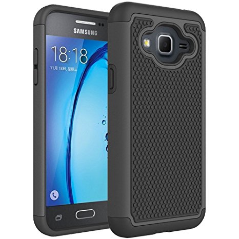 Galaxy J3 Case, Galaxy J3V Case, Asmart Hybrid Dual Layer Armor Defender Phone Case for Samsung Galaxy J3 / J3 V, Galaxy Sol / Sky, Amp Prime, Express Prime, Shockproof, Drop Protection (Black)