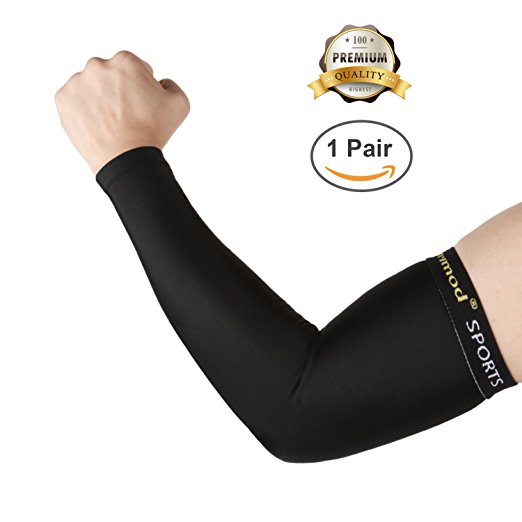 Shinymod Compression Arm Sleeves UV Sun Protection Anti-slip Long Sleeves for Men Women Youth Arm Wraps for Cycling Hiking Golf Basketball Driving Fishing Tattoo Cover Elbow Sleeve - 1 Pair