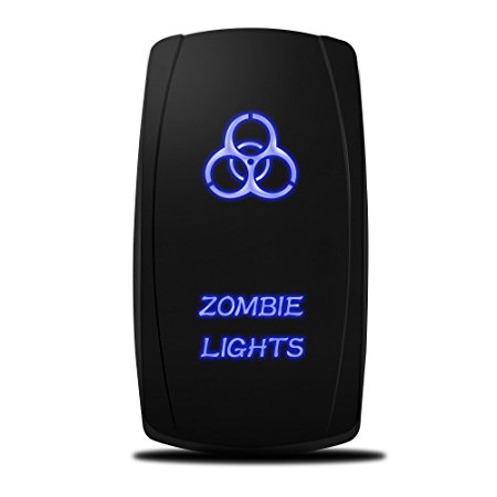 MicTuning MIC-LSZ1, 5 Pin Zombie Rocker Switch On-Off LED Light 20A 12V, Blue