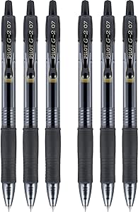 PILOT G2 Premium Refillable & Retractable Rolling Ball Gel Pens, Fine Point, Black Ink, 6 Pack