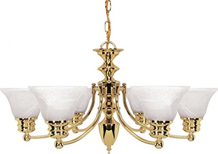 Nuvo 60/357 Empire 6 Light Chandelier with Alabaster Glass