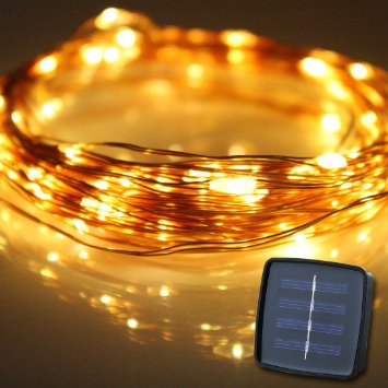 Starry String Lights Solar Powered YIHONG 100 LED String Lights 33 Feet Copper Wire Decorating Lights Waterproof For Outdoor Garden Patio Christmas Wedding Prom Ball, Flash / Steady On Mode