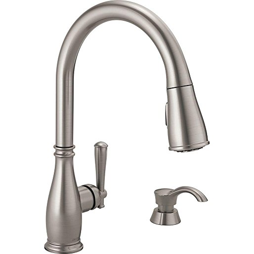 Delta Charmaine Single-Handle Pull-Down Sprayer Kitchen Faucet with Soap Dispenser and MagnaTite Docking in Brilliance Stainless Finish
