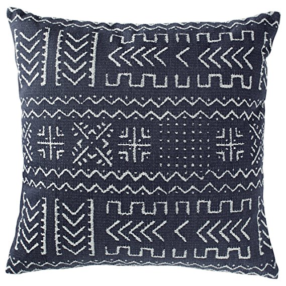 Rivet Mudcloth-Inspired Pillow, 17" x 17", Navy