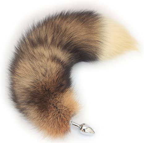 Fosrion Multi-Function Real Fox Tail Fur Anal Plug Sexy Adult Toy Fashion Butt Stainless Steel Cosplay (Medium, Red)