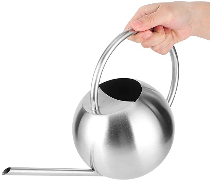 DOACT Household Stainless Steel Long Spout Watering Can Pot Indoor Plant Irrigation Tool 1L, for Succulents/Air Plants/House Plants/Outdoor/Gardening Steel Watering Can Silver Diffuser