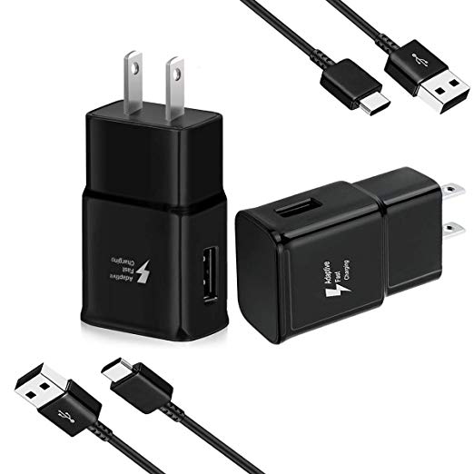 Wall Charger Adaptive Fast Charger Kit for Samsung Galaxy Note 8/9/10, Galaxy S8/S8 /S9/S9 /S10/S10 /S10E, MBLAI Type C True Digital Adaptive Fast Charging (2 x Wall Charge, 2 x Type-C Cable) Black