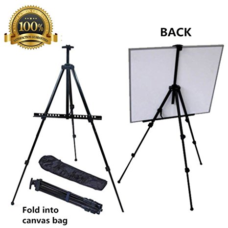Easel for Kids, Mukin Field Easel Stand for Posters - Perfect  Painting,Office, Display Easel - Adjustable Height Lightweight Folding Telescoping Tripod Easels for Table or Floor - 63 Inches Tall.