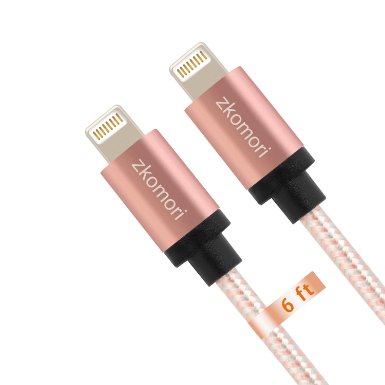 Zkomori iPhone Lightning to USB Cable 2Pack 6ft Nylon Braided Cord for iPhone SE/5/6/6s/Plus/iPad Mini/Air/Pro