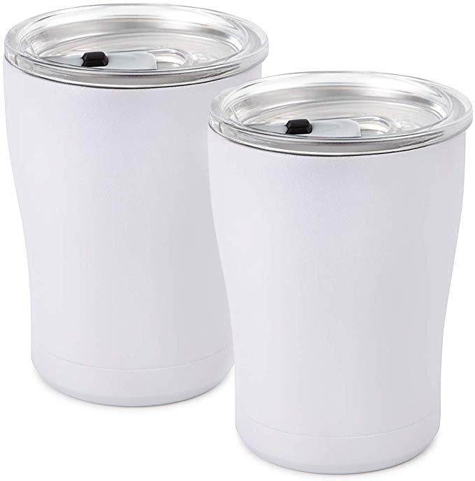 Maars Drinkware 73511-2PK Maars Rollie Travel Tumbler Cup for Coffee and Tea, 12 oz | Double Wall Vacuum Insulated | 2 Pack, White
