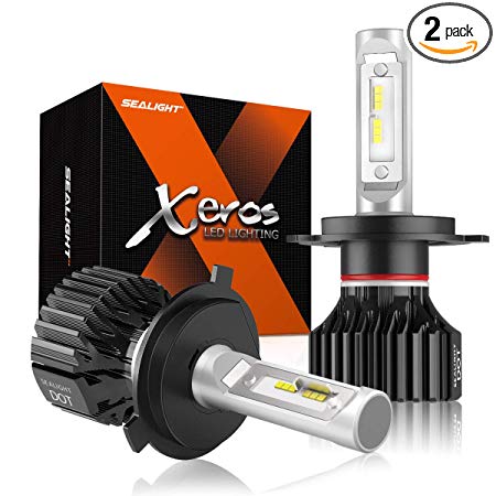 SEALIGHT H4 LED Headlight Bulb 9003 LED Hi/Lo Beam Bulbs Fanless Super Bright 6000K Cool White Upgraded 12x CSP Chips