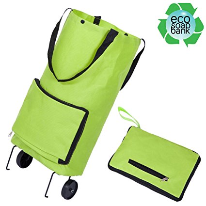 Resuable Foldable Wheeled Shopping Cart Bag Soft-Shell Tote Box with Wheels