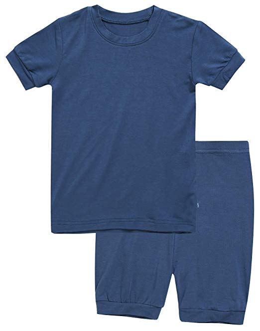 Vaenait baby 12M-8T Unisex Girls & Boys Short/Long Soft Rib Knit Shirring Ribbing Tencel Fabric Sleepwear Pajamas 2pcs Set