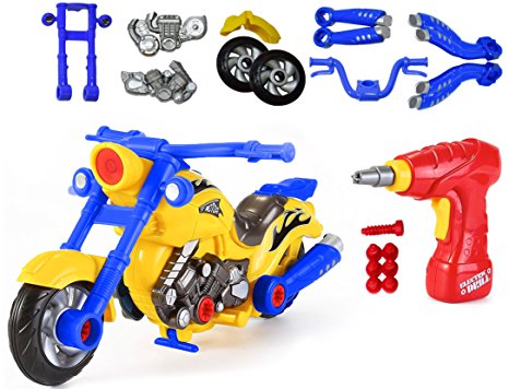 CoolToys Custom Take-A-Part Motorcycle Playset – Motorcycle with Electric Play Drill and Modification Pieces