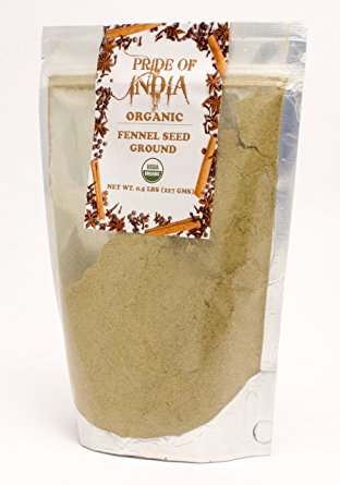Pride Of India - Organic Indian Spice Packs (Organic Fennel Ground (Half Pound))