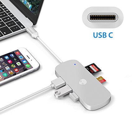 USB-C HUB Adapter for MacBook Pro，Stouch Premium Aluminum USB 3.1 Type C Card Reader with 3 USB 3.0 Ports, SD   MicroSD Card Reader for MacBook Pro 2016 and ChromeBook Pixel