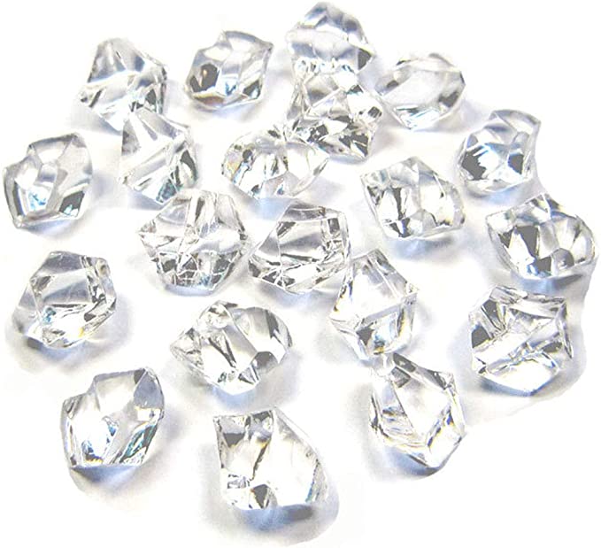 200 Pcs Fake Crushed Ice Rocks Acrylic Crystal Diamonds Fake Ice Cubes Gems for Home Wedding Birthday Party Decorations Vase Fillers (Transparent)