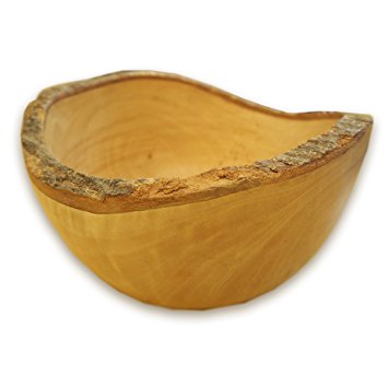roro 10 in Family Size Handcarved Sustainable Mango Wood Salad Bowl with Bark Trim
