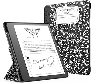 MoKo Stand Case for Kindle Scribe (2022 Released) - Premium Leather Trifold Stand Cover with Pen Holder, Auto Sleep/Wake for 10.2" Amazon Kindle Scribe 2022, Notebook Black