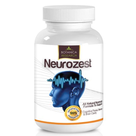 Neurozest - Premium Blend Brain Supplement and Nootropic Vitamin Formula to Support Neuro Plasticity Boost Healthy Focus and Concentration Levels Brain Function Enhancement and Alpha Cognitive Peformance Factors Physician-Formulated To Combat Brain Fog with Optimum Blend Of Phosphatidylserine DMAE L-Glutamine 30 Capsule Pills Complex by Botanica Research