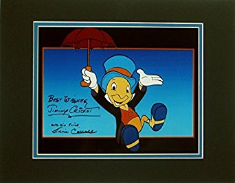 Disney Jiminy Cricket Voice Eddie Carroll Autographed 8x10 Photo Matted to 11x14 Size