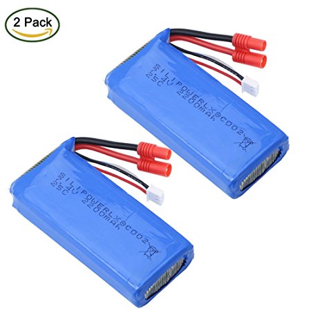 Silipower Syma X8C X8W X8GRC Battery,7.4V 2200mAh 30C Lipo Upgraded Battery Pack for Syma Drone Quadcopter Helicopter Accessory. 3.5mm Banana Connector.Pack of 2