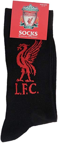 Liverpool FC Official Product 1 Pair Socks Adults Black LFC Liverbird 6-11 UK New