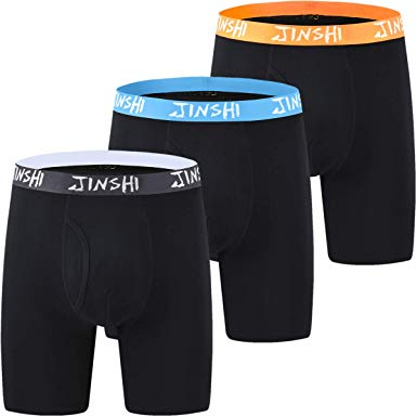 JINSHI Men's Underwear Comfort Soft Bamboo Long Boxer Briefs