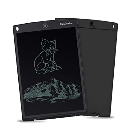 Portronics Ruffpad 12D Re-Writeable 30.48cm (12") LCD Writing Pad with Content Safety Button, Black