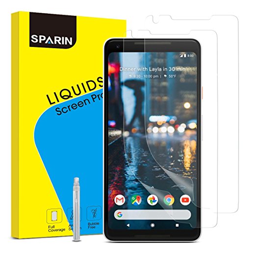 Google Pixel 2 XL Screen Protector, SPARIN [2 Pack] Wet Applied / Full Coverage / Case Friendly / Bubble Free / Ultra Clear Google Pixel 2 XL Phone Screen Protector-Upgraded