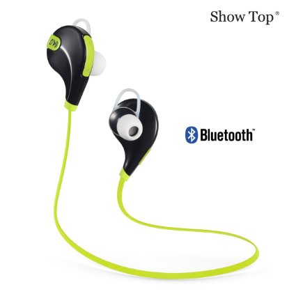 ShowTop Wireless Bluetooth Headphones Noise Cancelling Headphones  Microphone  Exercise  Sports  Running  Gym  Sweatproof  Universal Bluetooth Headset Earphones for Iphone 6s 6 Plus 6652925 5c 5s 4 and Android Blackgreen