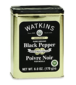 Watkins All Natural Gourmet Spice Tin, Pure Ground Black Pepper, 6 Ounce
