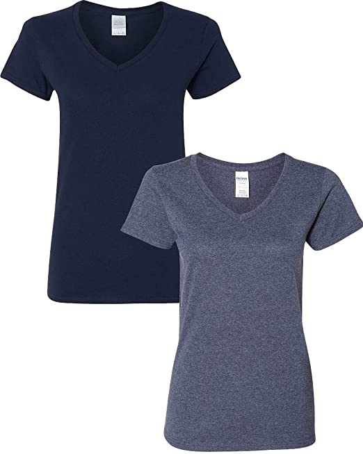 Gildan Women's Heavy Cotton V-Neck T-Shirt, 2-Pack