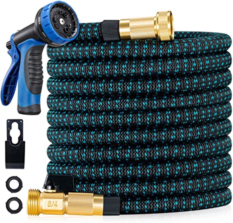 200 FT Expandable Flexible Garden Hose - 2021 Upgraded Flexible Water Hose with Spray Nozzle,Extra-Strong Brass Connector,Superior Strength Layers Latex- Expanding Pipe for Watering and Washing