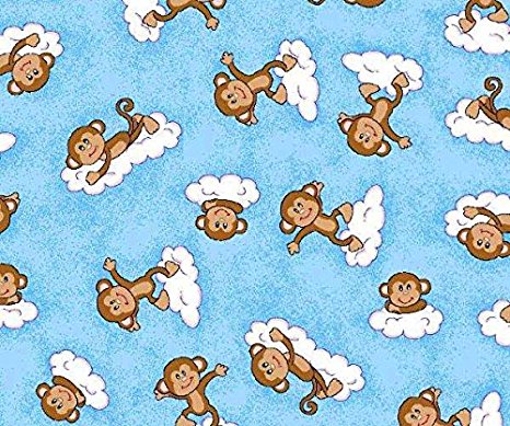 SheetWorld Fitted Bassinet Sheet - Monkeys Blue - Made In USA