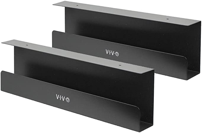 VIVO Under Desk 17 inch Cable Management Trays, Power Strip Holders, Cord Organizers, Wire Tamers for Office and Home, Black, 2 Pack, DESK-AC06-2C