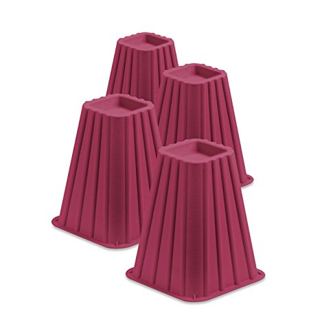 Honey-Can-Do STO-01877 Stackable Bed Risers, 4-Pack, Pink