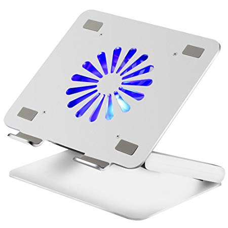 Large Laptop Cooling Fan Stand with USB Hub, Adjustable Cooler Pad Compatible with Apple Mac MacBook Pro Air and 10 to 17.3 Inch Gaming Notebook, Ergonomic for Desk Use, Aluminum Silver Soundance N16