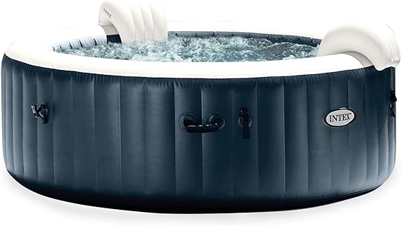 Intex PureSpa Plus 6 Person Inflatable Round Hot Tub Set with 170 AirJets, Blue