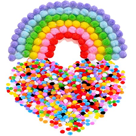 Outus Pompoms for Craft Making and Hobby Supplies, 8 mm, 1000 Pieces, Assorted Colors