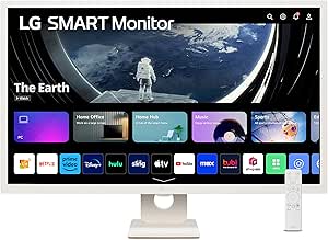 LG MyView Smart Monitor 32SR50F, 32 Inch, Full HD 1080P IPS Panel, Built in Speakers, Wifi & Bluetooth Connectivity, webOS Smart TV Apps with Remote Control, White