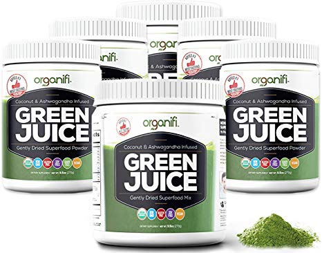 Organifi: Green Juice - Organic Superfood Supplement Powder - 30 Day Supply - USDA Certified Organic Vegan Greens- Hydrates and Revitalizes - Boost Immune System - Support Relaxation and Sleep - 6PK