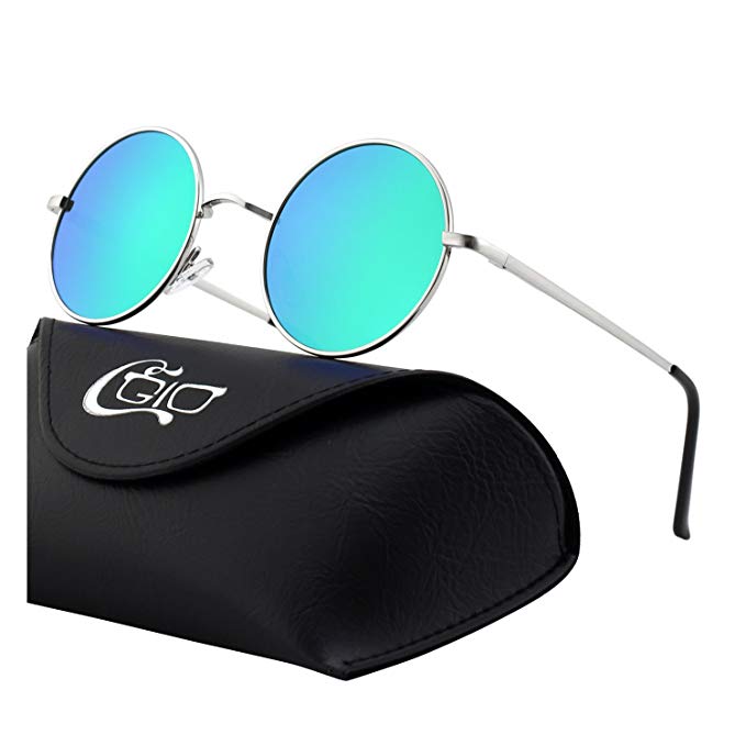 CGID E01 Retro Vintage Style John Lennon Inspired Round Metal Circle Polarized Sunglasses with Gift Package